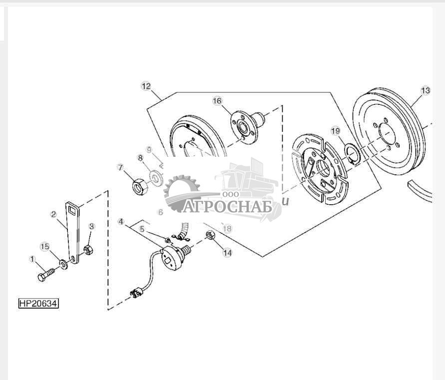 Электромагнитная муфта жатки 